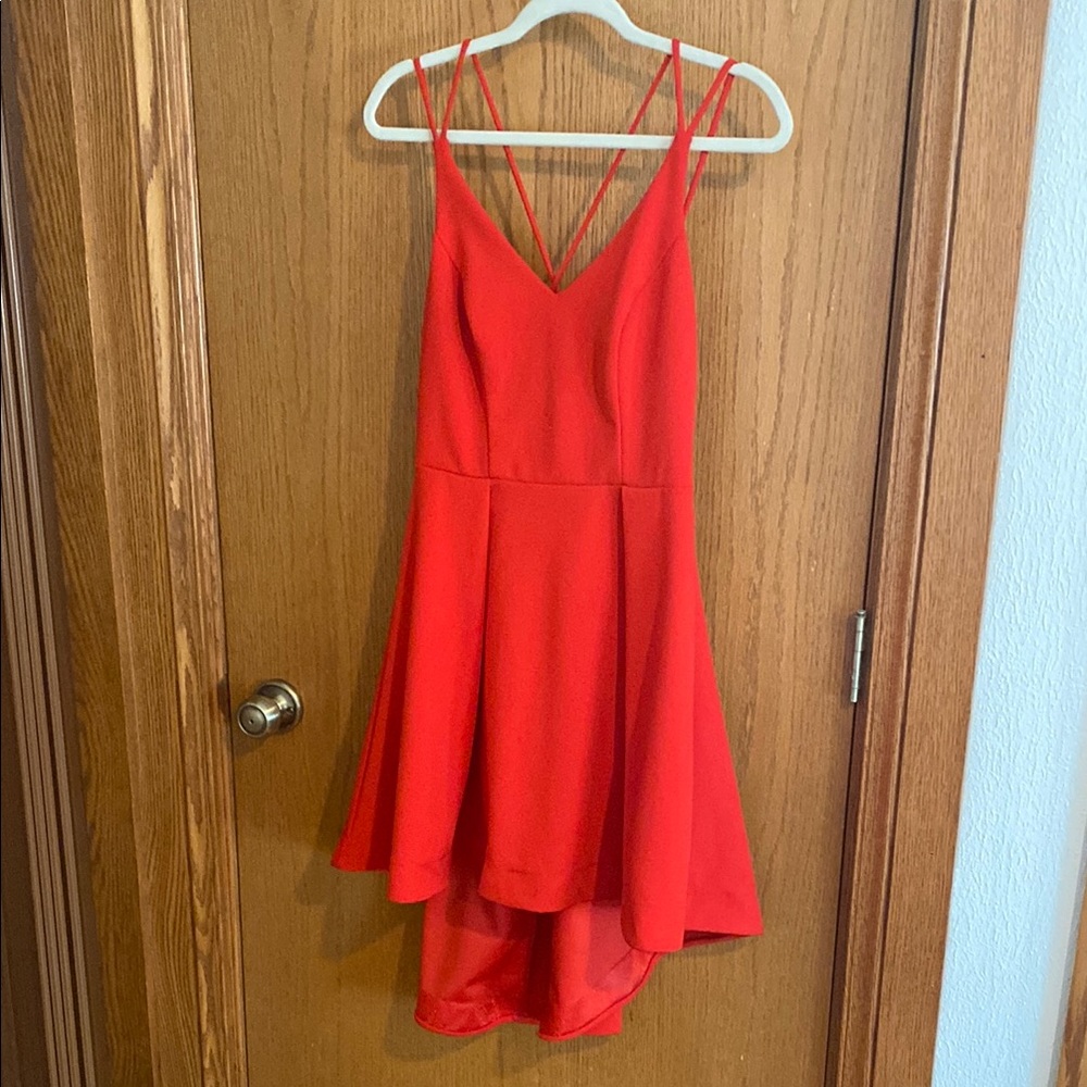 B Darlin Red Spaghetti Strap High Low Dress